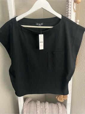 J. Crew Black Short-Sleeve Pocket Tee